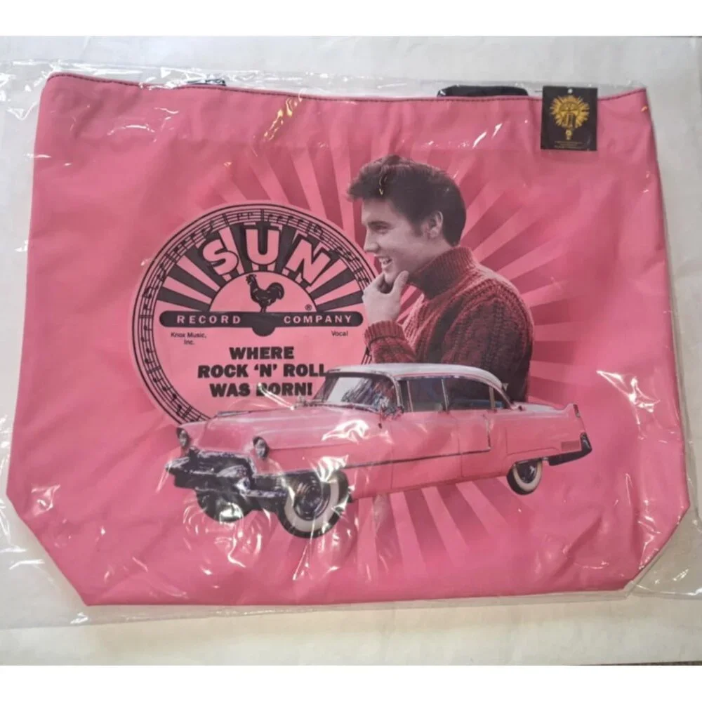 Elvis Presley Sun Records Tote Bag Shoulder Shopping Gift King New Pink Cadillac - Picture 4 of 5
